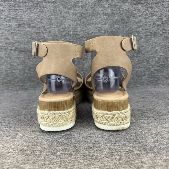 ✅Espadrille Platform Sandals Women’s 9M Miranda Ankle Strap Open Toe Buckle Tan - Picture 7 of 10
